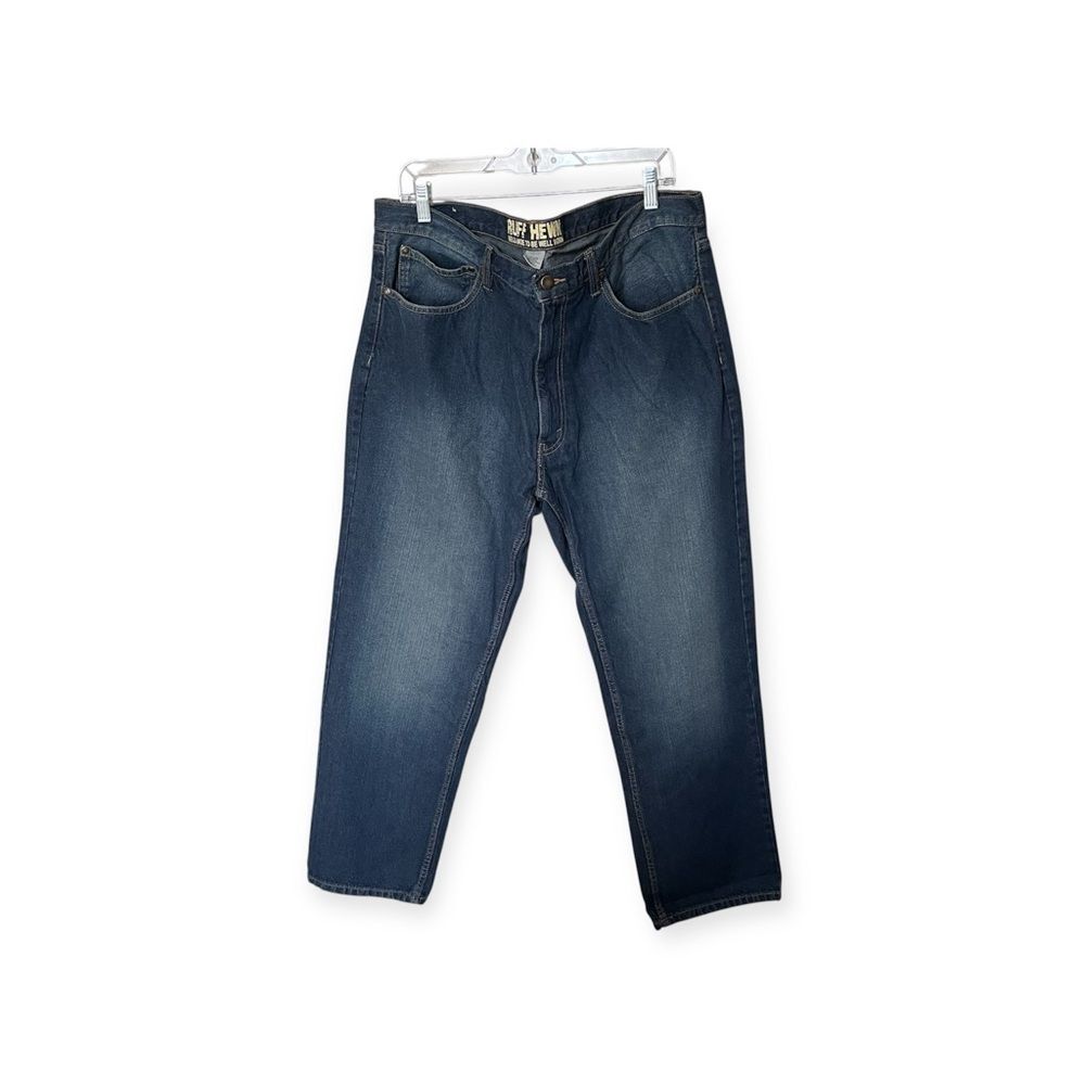 Ruff Hewn 100% Cotton Dark Wash Denim Blue Jeans Straight Leg Size 40" x 30"